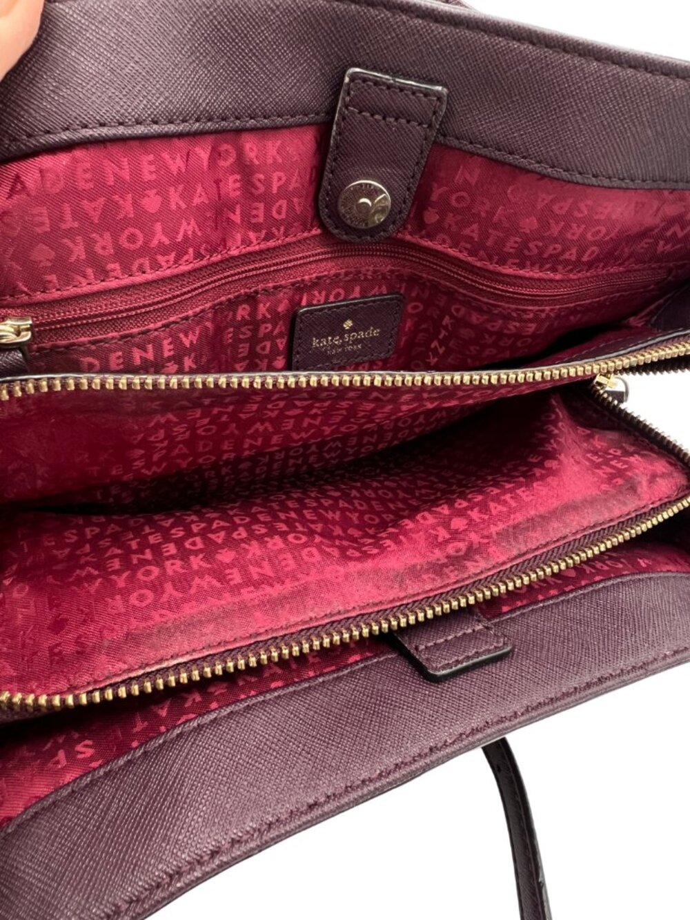 Kate Spade Laurel Way Evangelie Satchel Burgundy Saffiano Leather - Picture 12 of 14